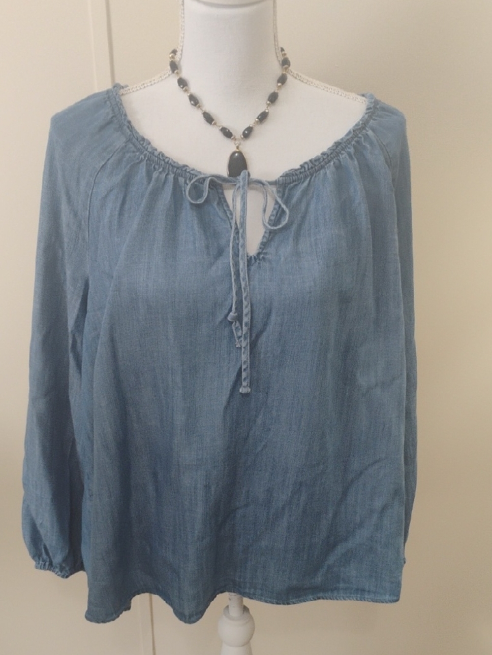LC Lauren Conrad Light Blue Peasant Tie-Front Tunic